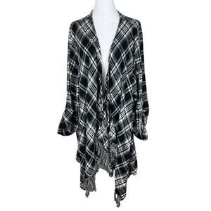 Torrid Flannel Drape Fringe Hem Kimono Cardigan Boho Fall Layering Plus Size 3X